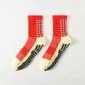 Calze da calcio rosse professionali con cuscinetti in gomma antiscivolo neri e design - Taglia unica / Rosso