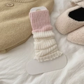 Scaldamuscoli in maglia a coste bicolore rosa e bianco per donna in stile moderno - Taglia unica / Rosa e Bianco