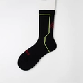 Calze da ciclismo nere con linee verde neon e scritte OCR rosse professionali - Taglia unica / Nero