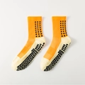 Orange mid-tube anti-slip sports socks with black silicone grip dots for football - One Size / Yellow