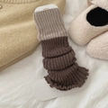 Jambières tricotées en blocs de couleurs marron et kaki avec ourlet à volants - Taille unique / Kaki Marron