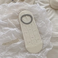 Beige low cut invisible liner socks with bow jacquard pattern and non-slip silicone - One Size / Milk White (Gray Edge)