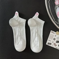 Fantasmini bianchi in cotone con ricamo a fiocco rosa e motivo jacquard a fiocchi - Bianco con Fiocco Rosa