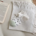 Calze estive traspiranti da donna con pois bianchi e neri e dettagli in verde chiaro - Taglia unica / Bianco