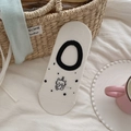 Socquettes blanches invisibles avec anneau noir et motif chat mignon pour femme - Taille unique / Chat à Pois