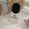 Socquettes invisibles chat noir et blanc avec silicone antidérapant au talon - Taille unique / Chaton Plongeur