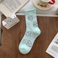 Calze color verde menta con motivo jacquard a cane e bordi a balze arricciati - Verde Ciano