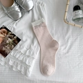 Calze a rete rosa traspiranti con fiocchi in pelle argento e bordi a costine - Taglia unica / Rosa 1 Paio