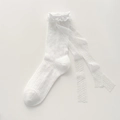 Witte Lolita-sokken met ruches, elegante kantlinten en delicate polkadotpatronen - Eén maat / Wit