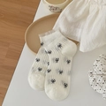 Calcetines blancos con lazos negros y borde de encaje delicado estilo balletcore - Blanco con lazo negro