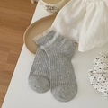 Calcetines grises de canalé con encaje blanco y lazo estilo ballet para mujer - Gris