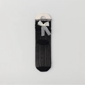 Calcetines de malla negros con elegante ribete de encaje blanco y detalle de lazo fino - Negro