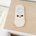 Off-white cotton invisible sock with colorful dots and a yellow cartoon smiley face - White Dog One Pair
