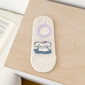 Beige dotted invisible socks with cartoon dog pattern and purple elastic trim - Strawberry Dog One Pair