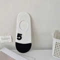 Calzino invisibile in cotone bianco e nero con numero 5 ricamato per l'estate - Numero 5 Base Bianca