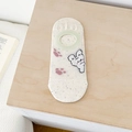 Beige cotton no-show socks with colorful dots and cute cartoon bear pattern - Rabbit One Pair