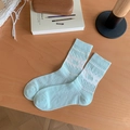 Dünne minzgrüne Netzsocken mit süßem weißen Tier-Jacquard und atmungsaktivem Muster - Einheitsgröße / Grün