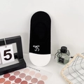 Women's low-cut cotton socks in black and white with an elegant embroidered bow detail - Small Bow Black Base