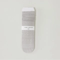Light gray hollow lace mesh socks in a folded display with minimalist packaging - One Size / Gray