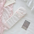 White thin mesh socks with light pink satin bows in sweet Lolita Japanese style - One Size / 3D Bow-Pink