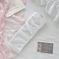 Chaussettes résille blanches transparentes avec nœuds en soie, style Lolita français - Taille unique / Nœud 3D-Blanc