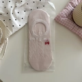 Pink low cut invisible socks featuring sweet strawberry embroidery and hollow patterns - Light Pink