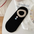 Fantasmini neri da donna con ricamo a pois e bordo antiscivolo in cotone - Nero