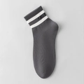 Calzino uomo in cotone grigio scuro con scritta FAST e dettagli a righe bianche - Grigio