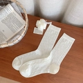 Calze bianche in mesh traspirante con motivo jacquard a ciliegia e maglia a costine - Taglia unica / Bianco Puro (Jacquard a Ciliegia Traforato)