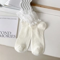 Calcetines blancos de canalé con delicado ribete de encaje para un estilo Lolita - Blanco