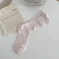 Calze a rete rosa chiaro traspiranti da donna con bordi a balze dolci per l'estate - Taglia unica / Rosa