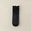 Calcetines negros de encaje calado estilo ballet con volantes y patrones florales de malla - Talla única / Negro