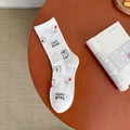 White crew socks with cute Capybara cartoon patterns and small red hearts - Heart Capybara