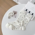 Calze beige con ricami floreali e trama a rete traspirante di alta qualità - Bianco