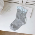 Calze grigie a maglia con polsini a balze azzurro cielo e fiocchi di nastro - Taglia unica / Grigio