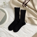 Calcetines clásicos de punto acanalado negro con textura gruesa de invierno para mujer - Talla única / Negro