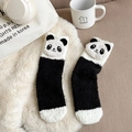 Calze termiche panda in pile corallo bianco e nero per il calore invernale - Taglia unica / Calzini Neri Panda