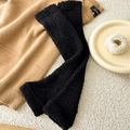 Scaldamuscoli lunghi in pile di corallo nero spesso con una trama a righe minimalista e calda - Nero