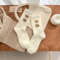 Calze spesse color crema con simpatici orsetti per il massimo comfort invernale - Stile Doppia Capybara