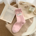 Calze rosa di peluche con ricamo a coniglio per calore e comfort durante l'inverno - Taglia unica / Rosa