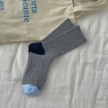 Calze grigie a costine in misto cashmere con tallone blu scuro e punta azzurra - Taglia unica / Grigio Coreano (1 Paio)