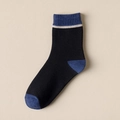 Calze invernali spesse da uomo in cotone lavorato a maglia nero e blu scuro a contrasto - Nero