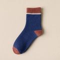 Calze invernali spesse da uomo in spugna blu reale e rosso mattone con color-block - Blu