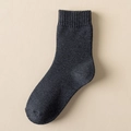 Dark grey thermal terry socks for women featuring warm ribbed cuffs and thick knit texture - Dark Gray