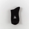 Dicke schwarze Wollmischung-Socken mit weißer Bestickung und vertikalem Rippmuster - Einheitsgröße / Schwarz
