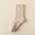Mens thick winter terry sock in oatmeal beige color with ribbed knit texture - Beige