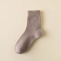 Thick warm crew socks for men in tan brown color with classic ribbed cuffs - Light Coffee