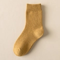 Thick ginger yellow terry socks in warm knit fabric with ribbed cuffs for winter - Turmeric