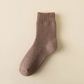 Men's thick thermal terry socks in deep brown with textured knit for winter comfort - Dark Coffee