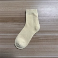 Thick light yellow cotton crew socks with ribbed cuffs and cozy thermal terry lining - Yellow
